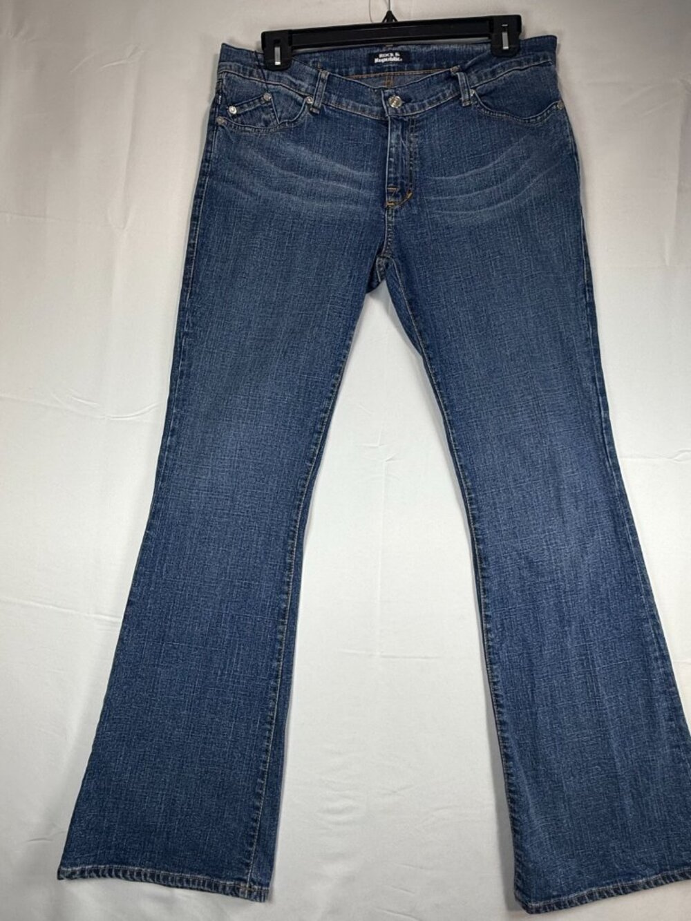 Rock & Republic Bootcut Jeans Women's 32 Blue Stretch Cut 9050 Pocket R Bling